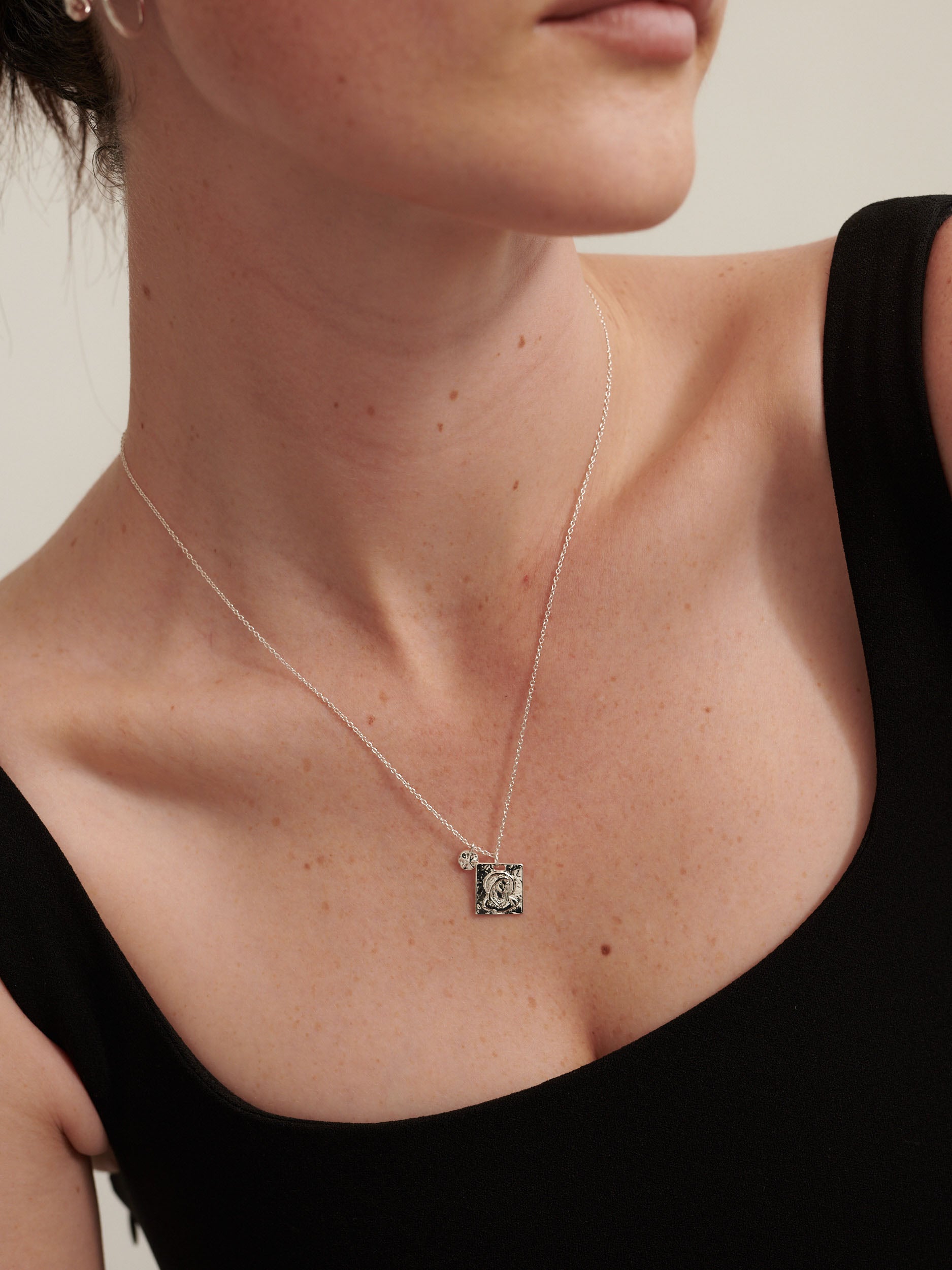 Theta Silver Plated Charm Necklace