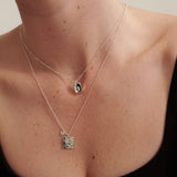 Theta Silver Plated Charm Necklace