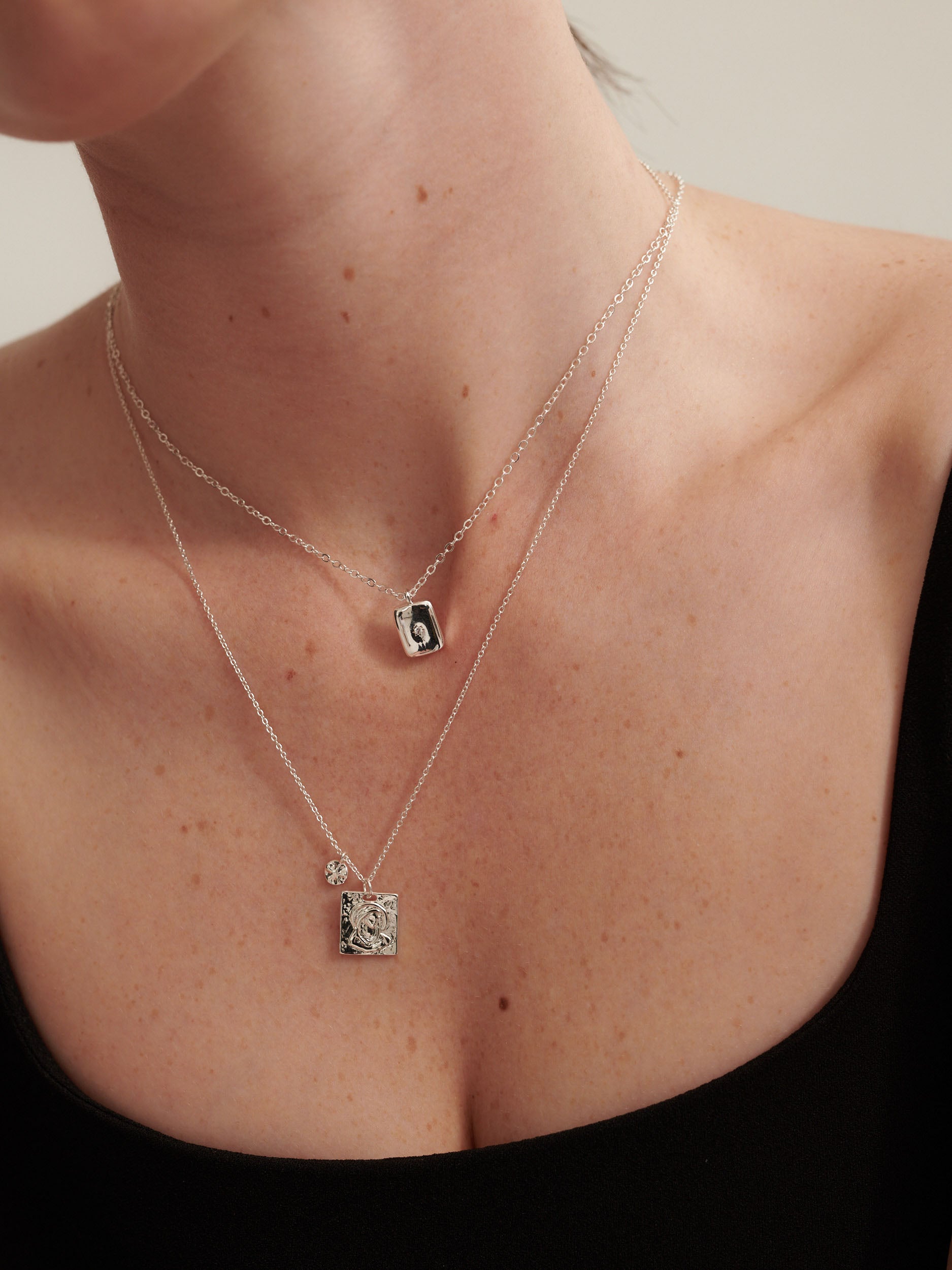 Theta Silver Plated Charm Necklace