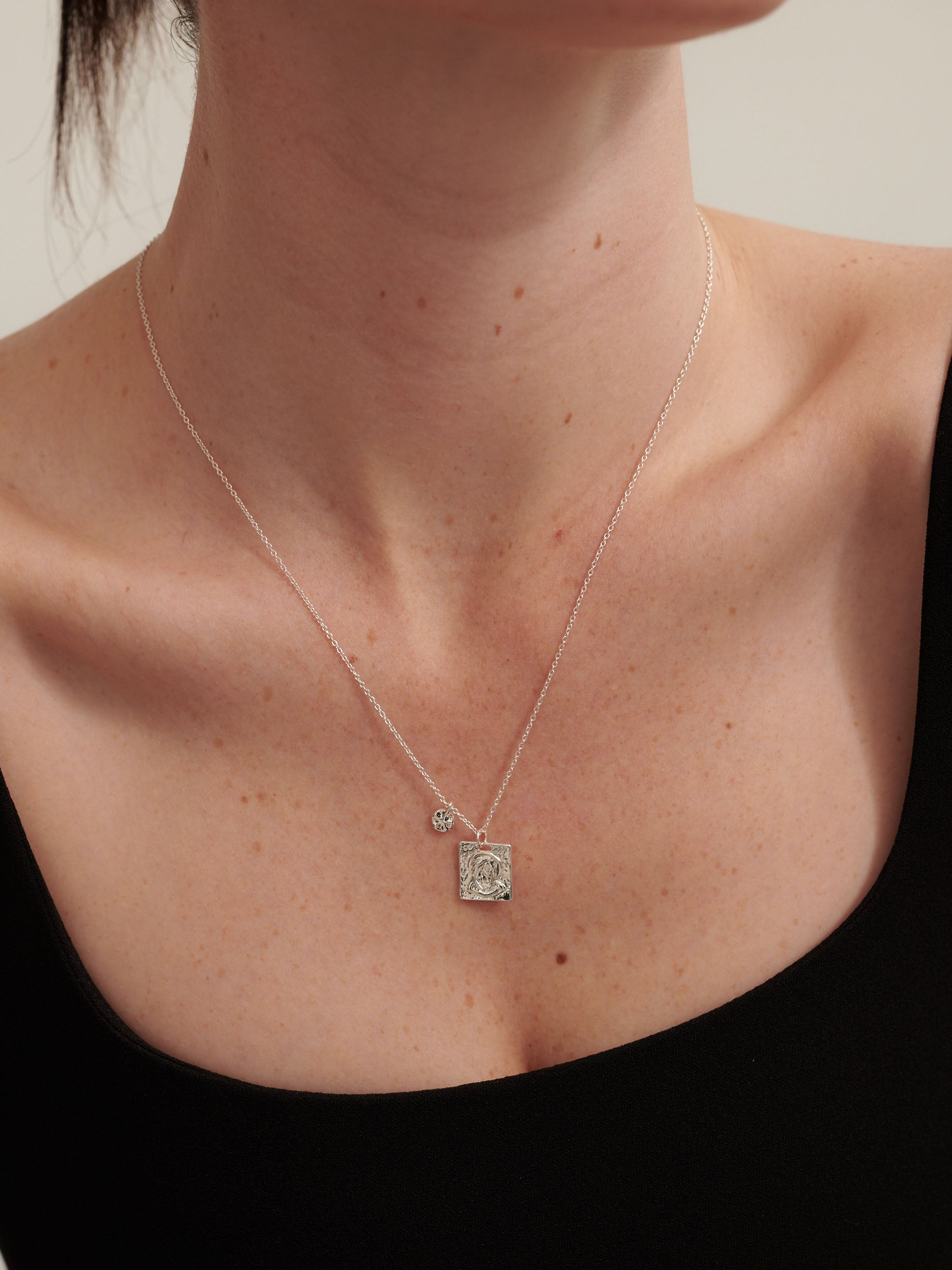 Theta Silver Plated Charm Necklace