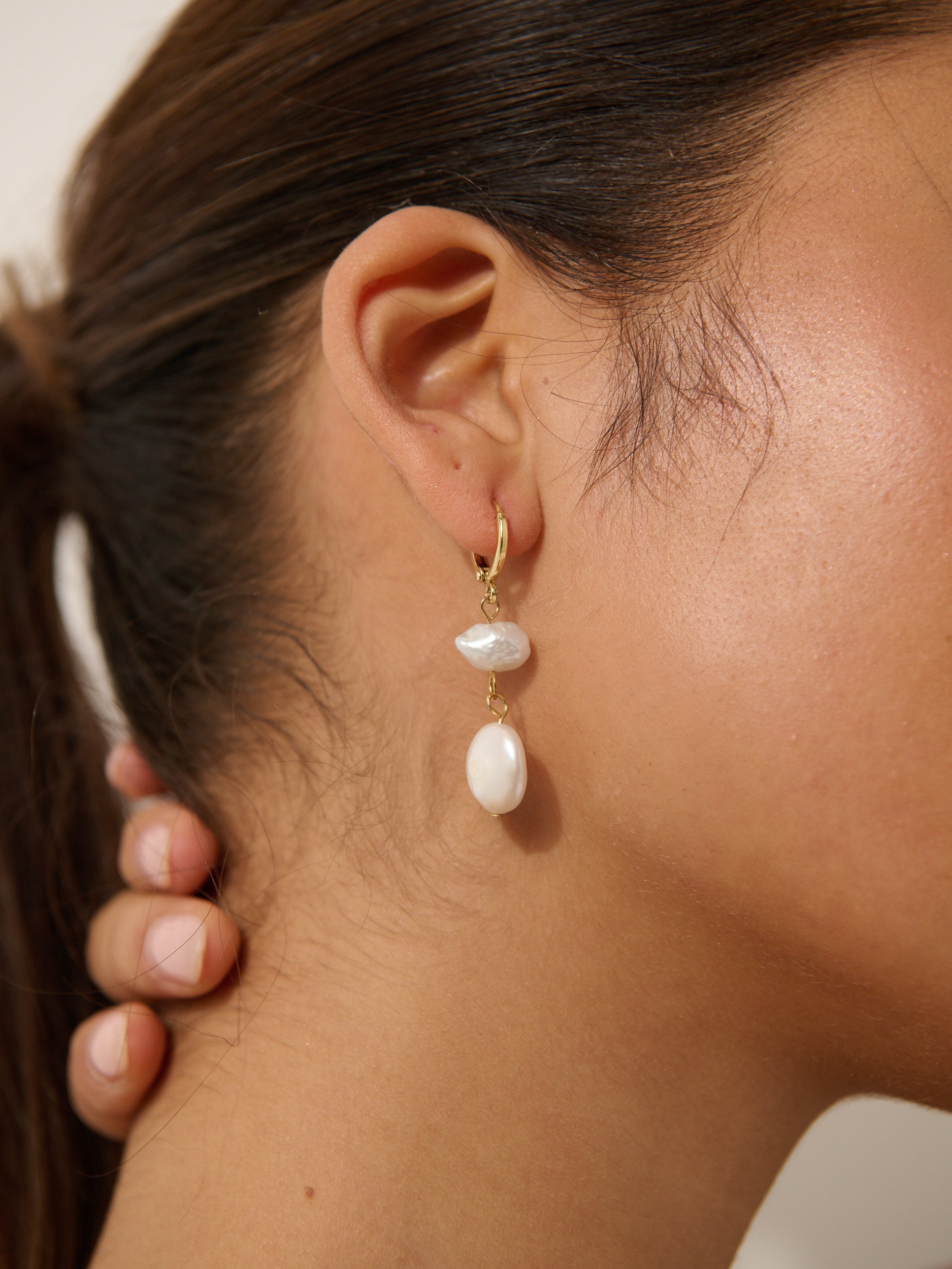 Aura Pearl Gold Plated Earrings