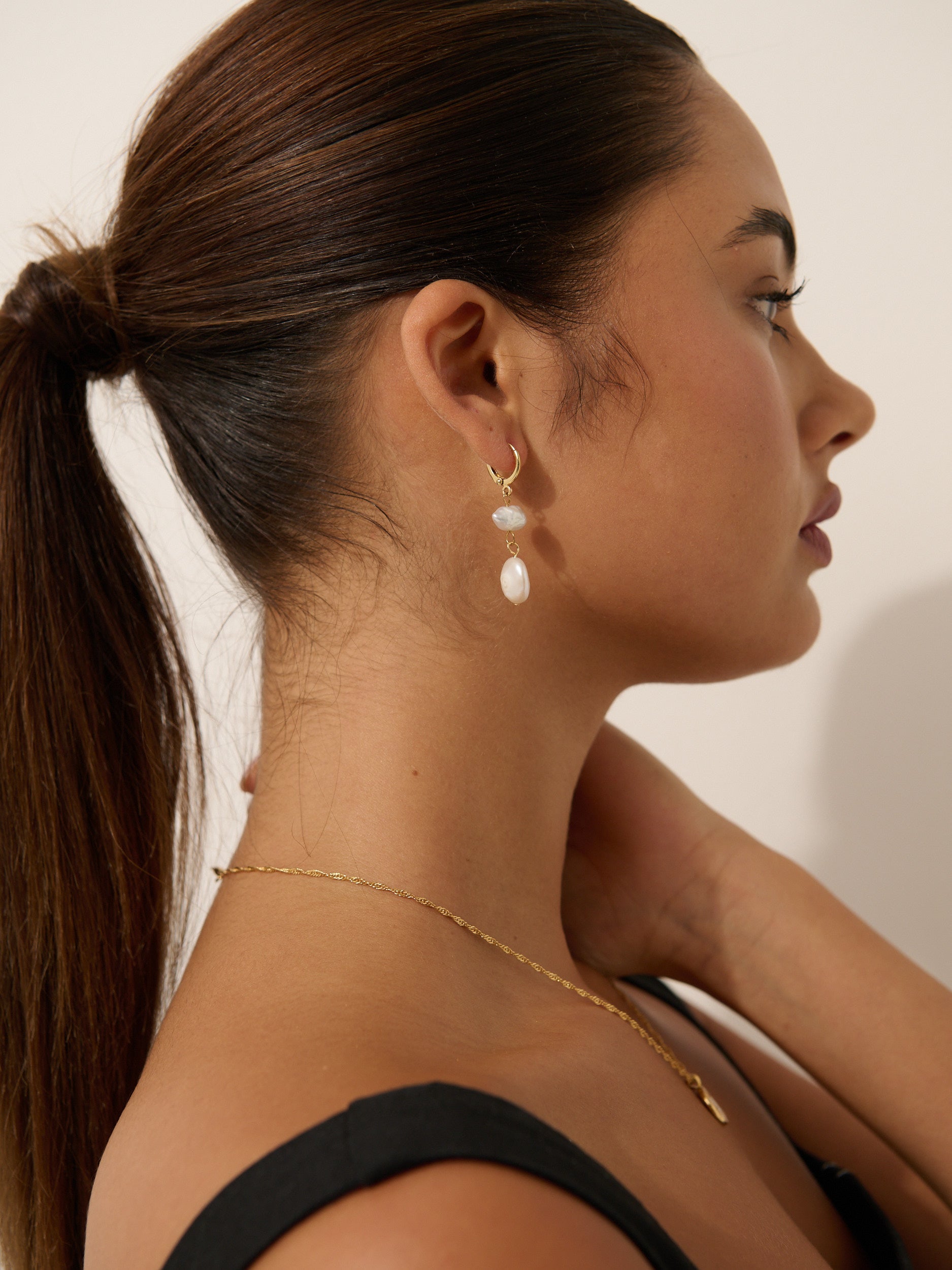 Aura Pearl Gold Plated Earrings