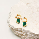 Airin Stone 18K Gold Plated Earrings in Green
