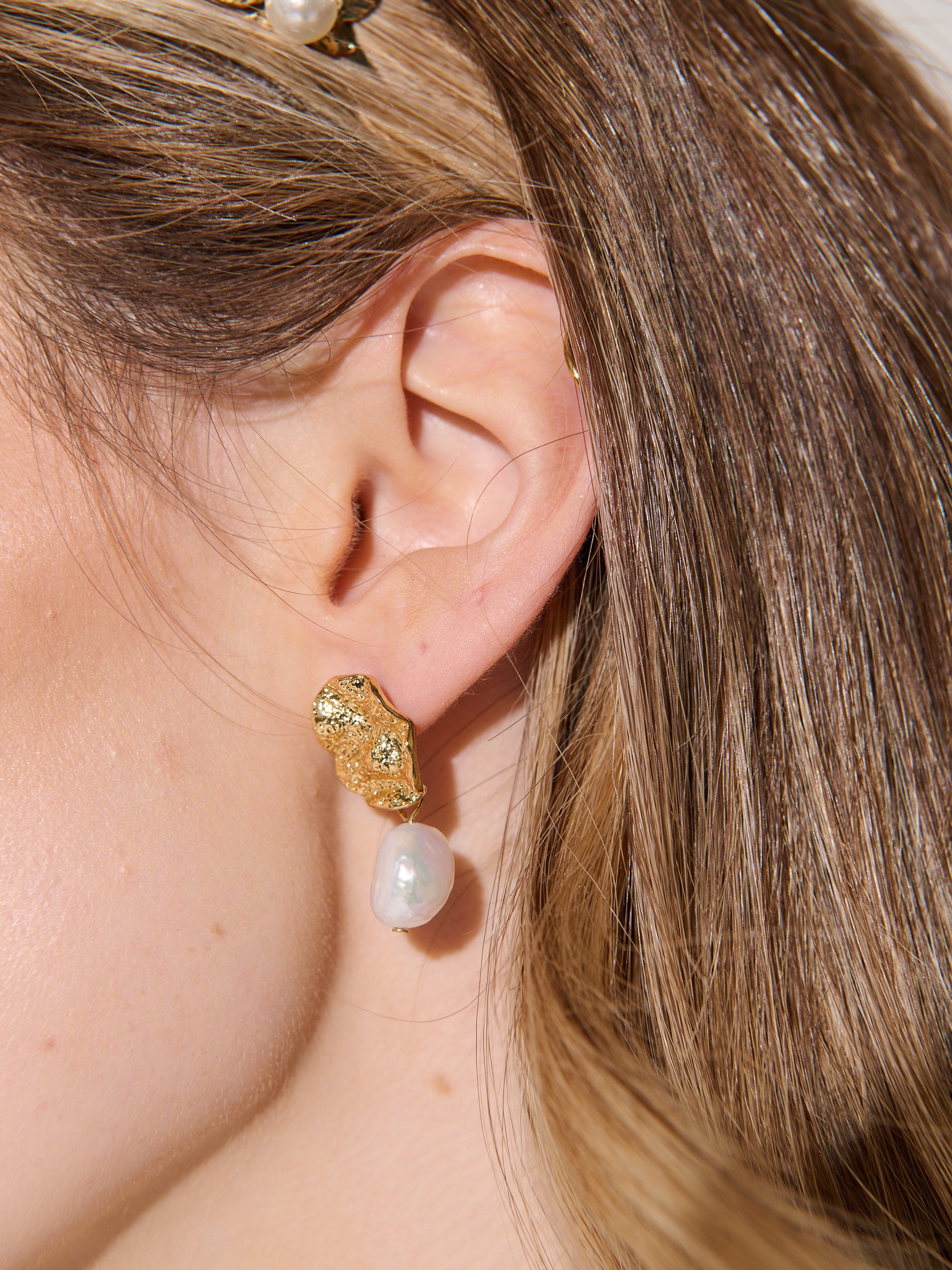 Baroque Pearl 18K Gold Plated Earrings