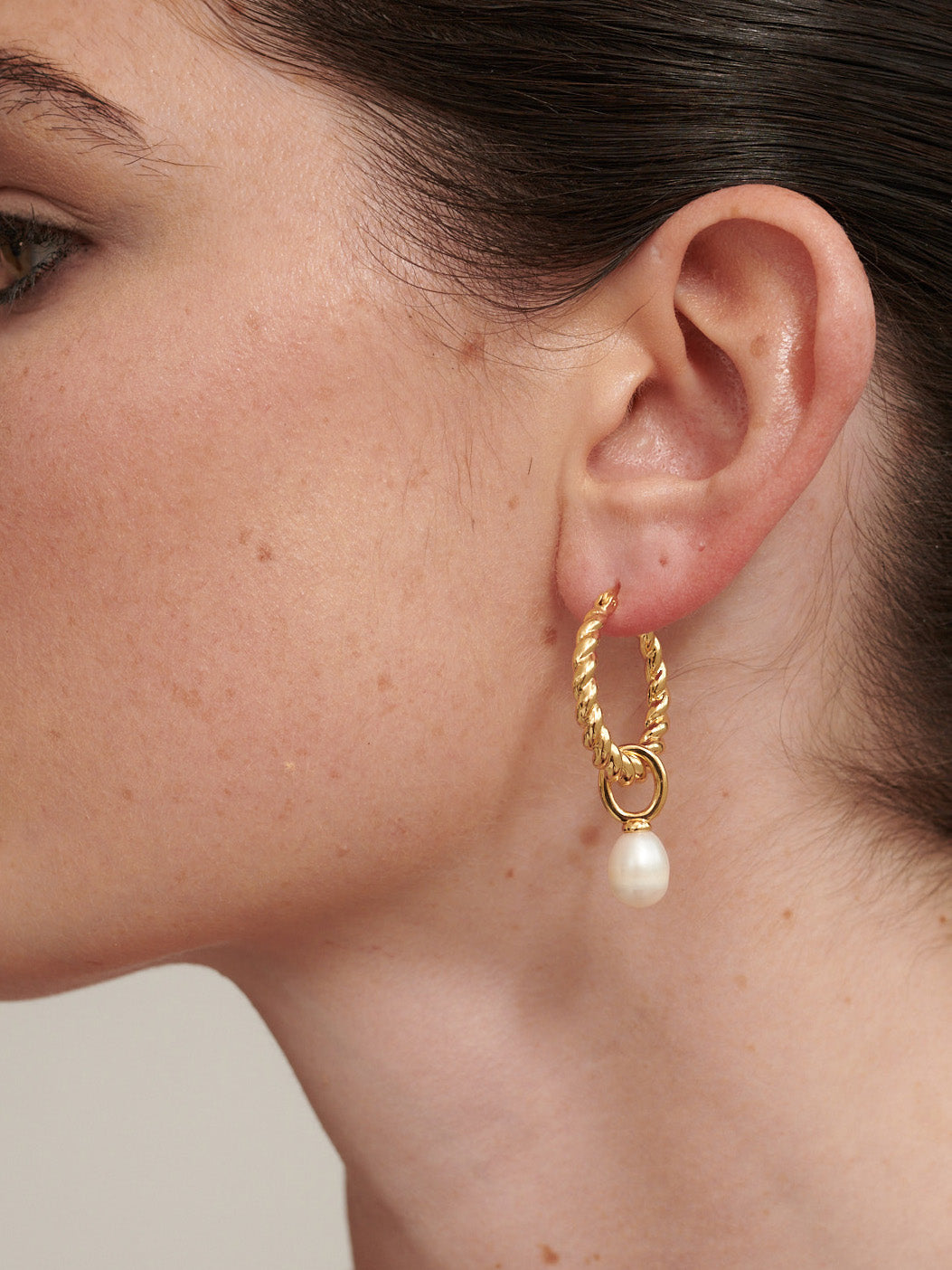 Twist Pearl Drop 18K Gold Plated Earrings