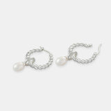 Twist Pearl Drop Silver Plated Earrings