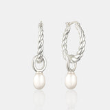 Twist Pearl Drop Silver Plated Earrings