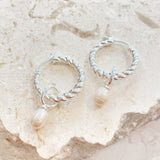 Twist Pearl Drop Silver Plated Earrings