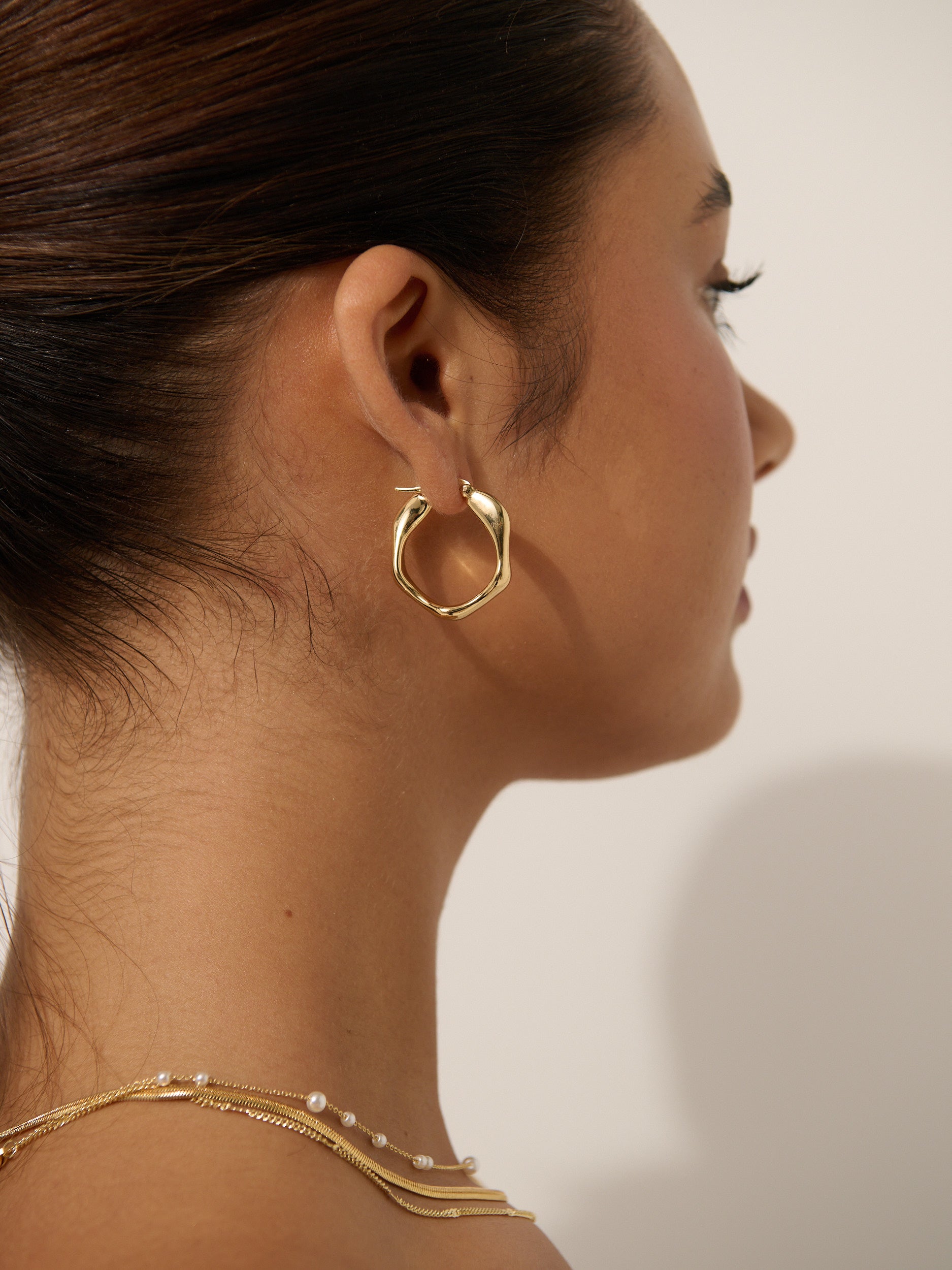 Wavy Textured Gold Plated Earrings