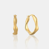 Wavy Textured 18K Gold Plated Earrings