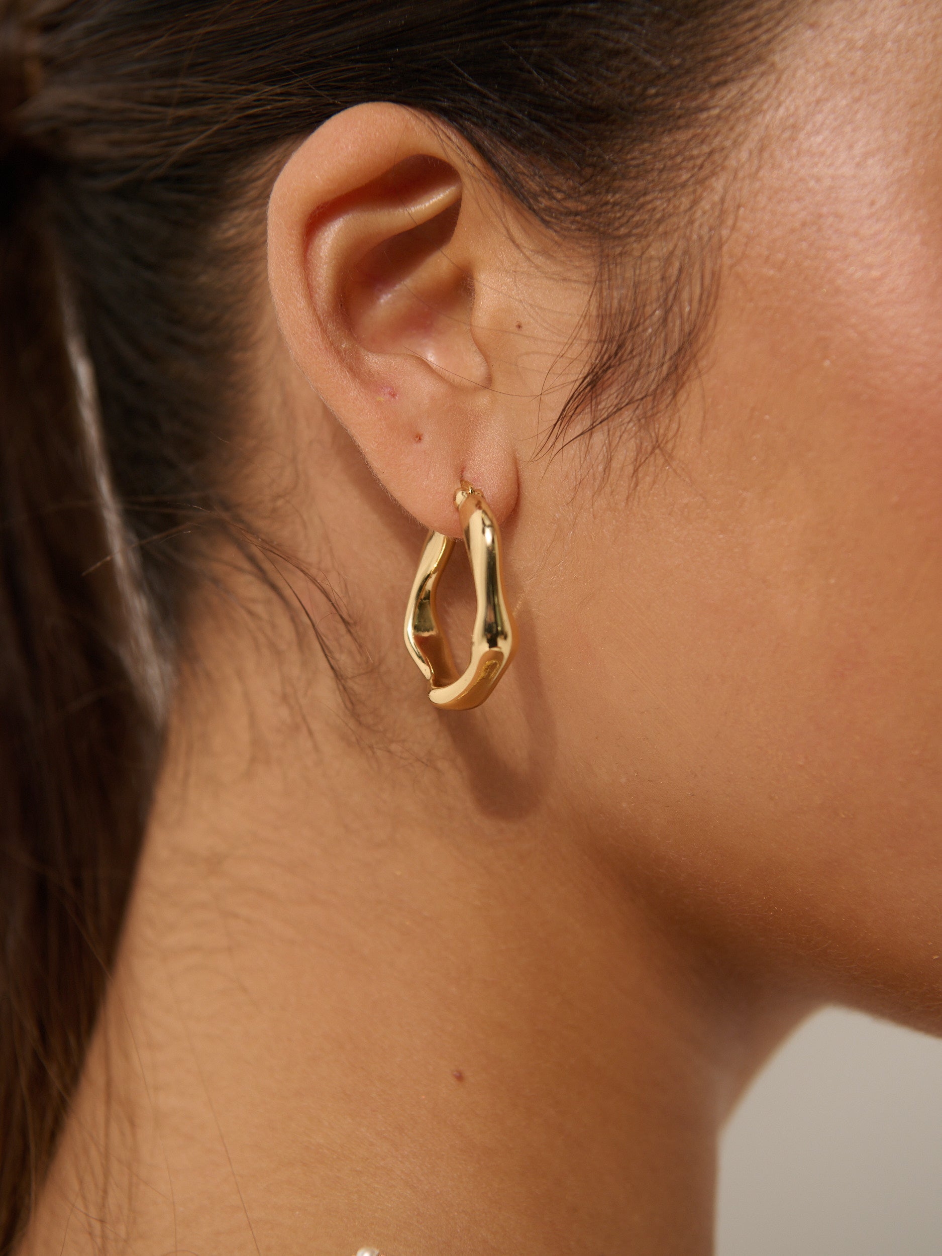 Wavy Textured 18K Gold Plated Earrings