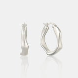 Wavy Textured Sterling Silver Plated Earrings