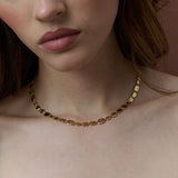 Hammered Plate 18K Gold Plated Necklace