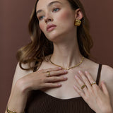 Hammered Plate 18K Gold Plated Necklace