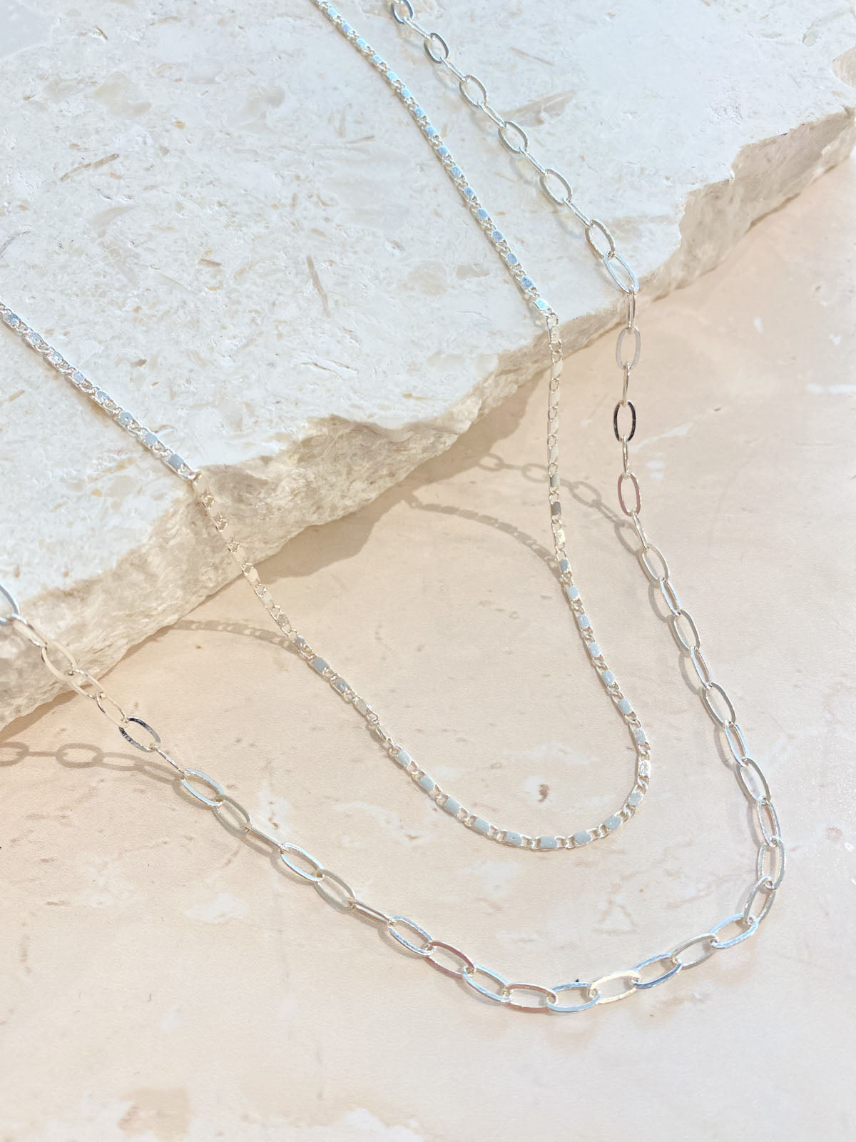 Fine Layered Sterling Silver Plated Necklace