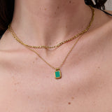 Stone Charm Layered 18K Gold Plated Necklace