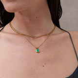 Stone Charm Layered 18K Gold Plated Necklace