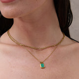 Stone Charm Layered 18K Gold Plated Necklace