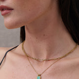 Stone Charm Layered 18K Gold Plated Necklace