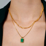 Stone Charm Layered 18K Gold Plated Necklace
