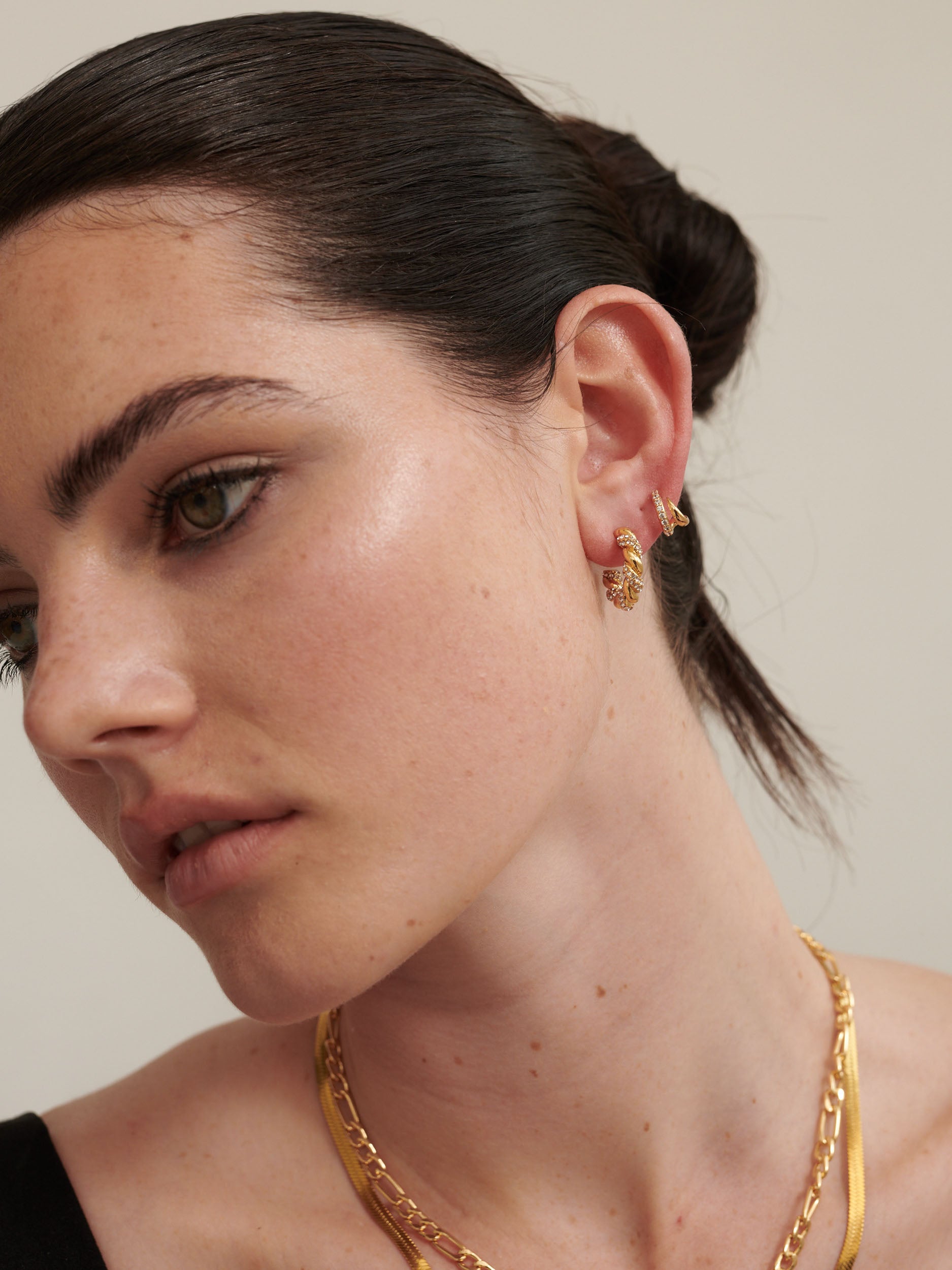 Diamanté Twist Gold Plated Earrings