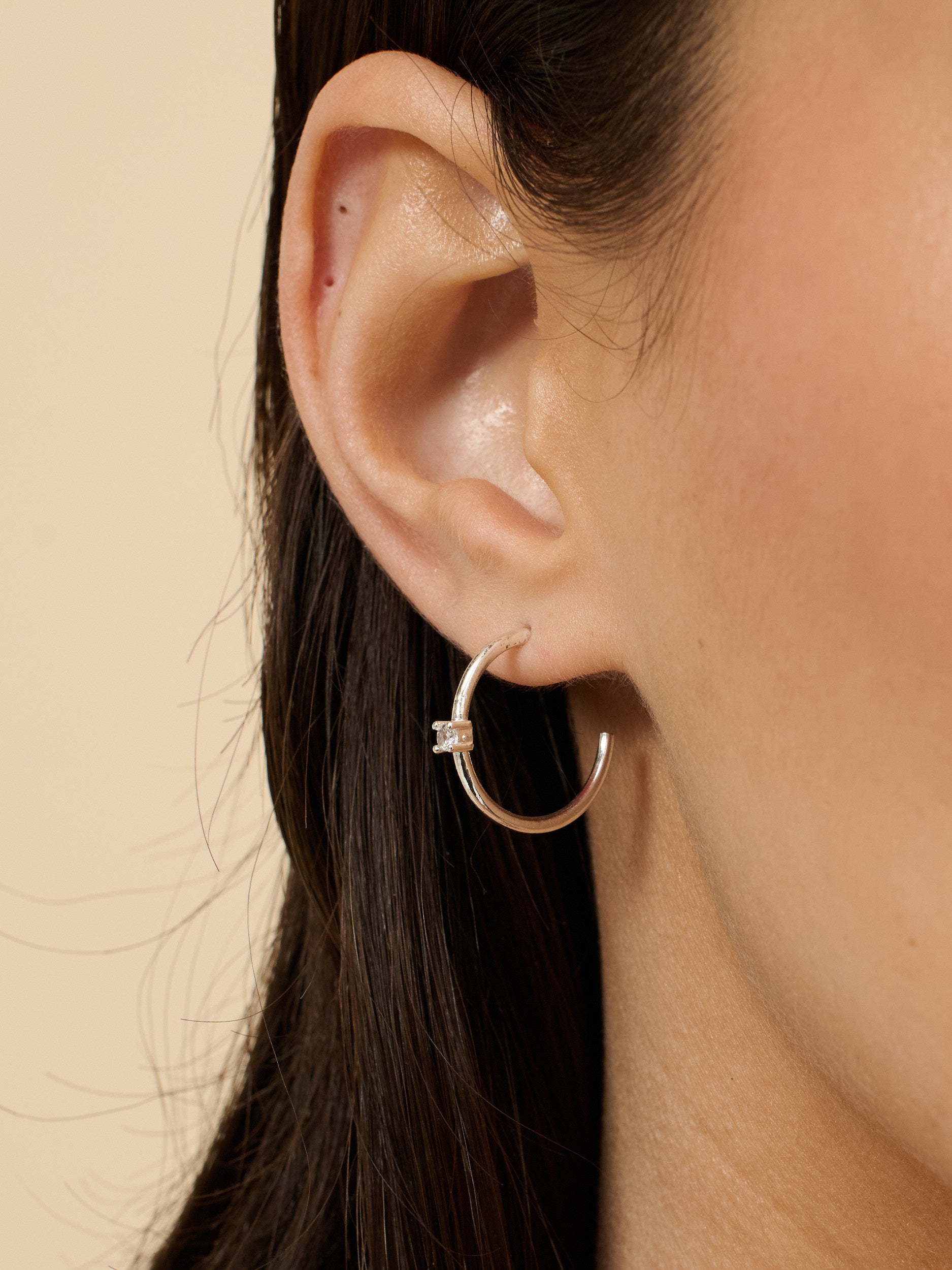 Minimal Diamanté Silver Plated Earrings