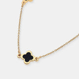 Clover 18K Gold Plated Necklace in Black