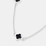 Clover Sterling Silver Plated Necklace in Black