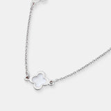 Clover Sterling Silver Plated Necklace in White