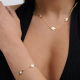 Clover 18K Gold Plated Necklace in White