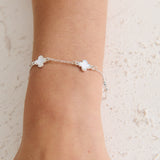 Clover Sterling Silver Plated Bracelet in White