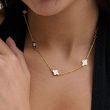 Clover 18K Gold Plated Necklace in White