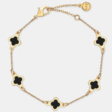 Clover 18K Gold Plated Bracelet in Black