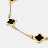 Clover 18K Gold Plated Bracelet in Black