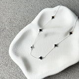 Clover Sterling Silver Plated Necklace in Black