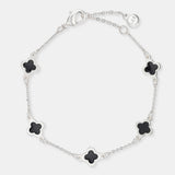 Clover Sterling Silver Plated Bracelet in Black