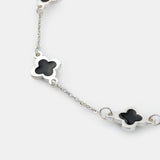 Clover Sterling Silver Plated Bracelet in Black