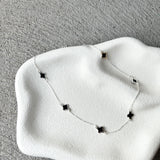 Clover Sterling Silver Plated Necklace in Black