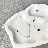 Clover Sterling Silver Plated Necklace in White