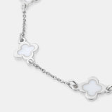 Clover Sterling Silver Plated Bracelet in White