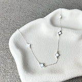 Clover Sterling Silver Plated Necklace in White