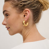 Bold Macaroni Loop 18K Gold Plated Earrings