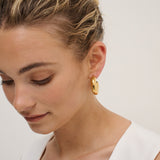Bold Macaroni Loop 18K Gold Plated Earrings