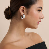 Bold Macaroni Loop Sterling Silver Plated Earrings