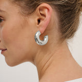 Bold Macaroni Loop Sterling Silver Plated Earrings