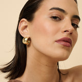 Flat Half Loop 18K Gold Plated Earrings