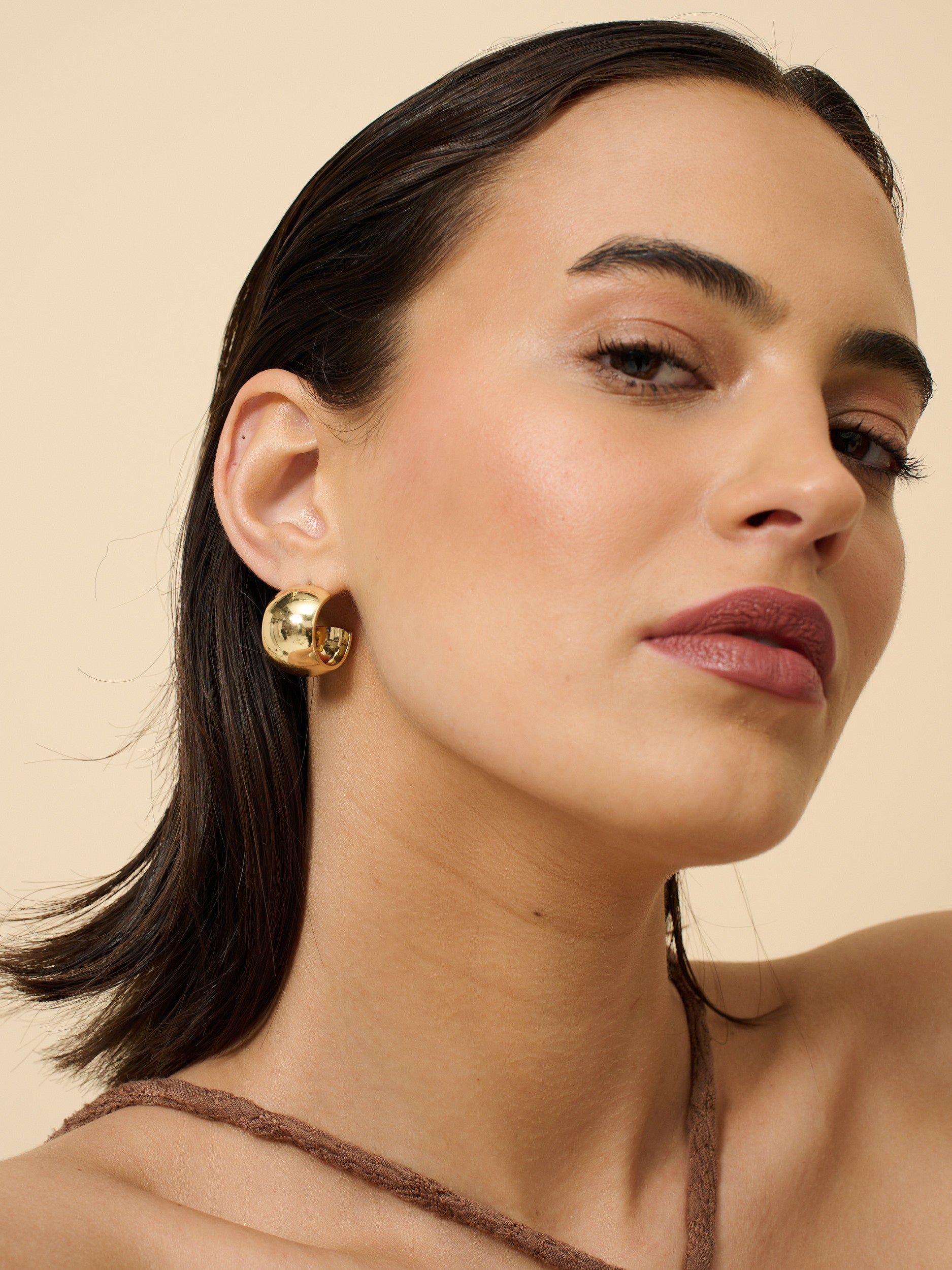 Flat Half Loop 18K Gold Plated Earrings