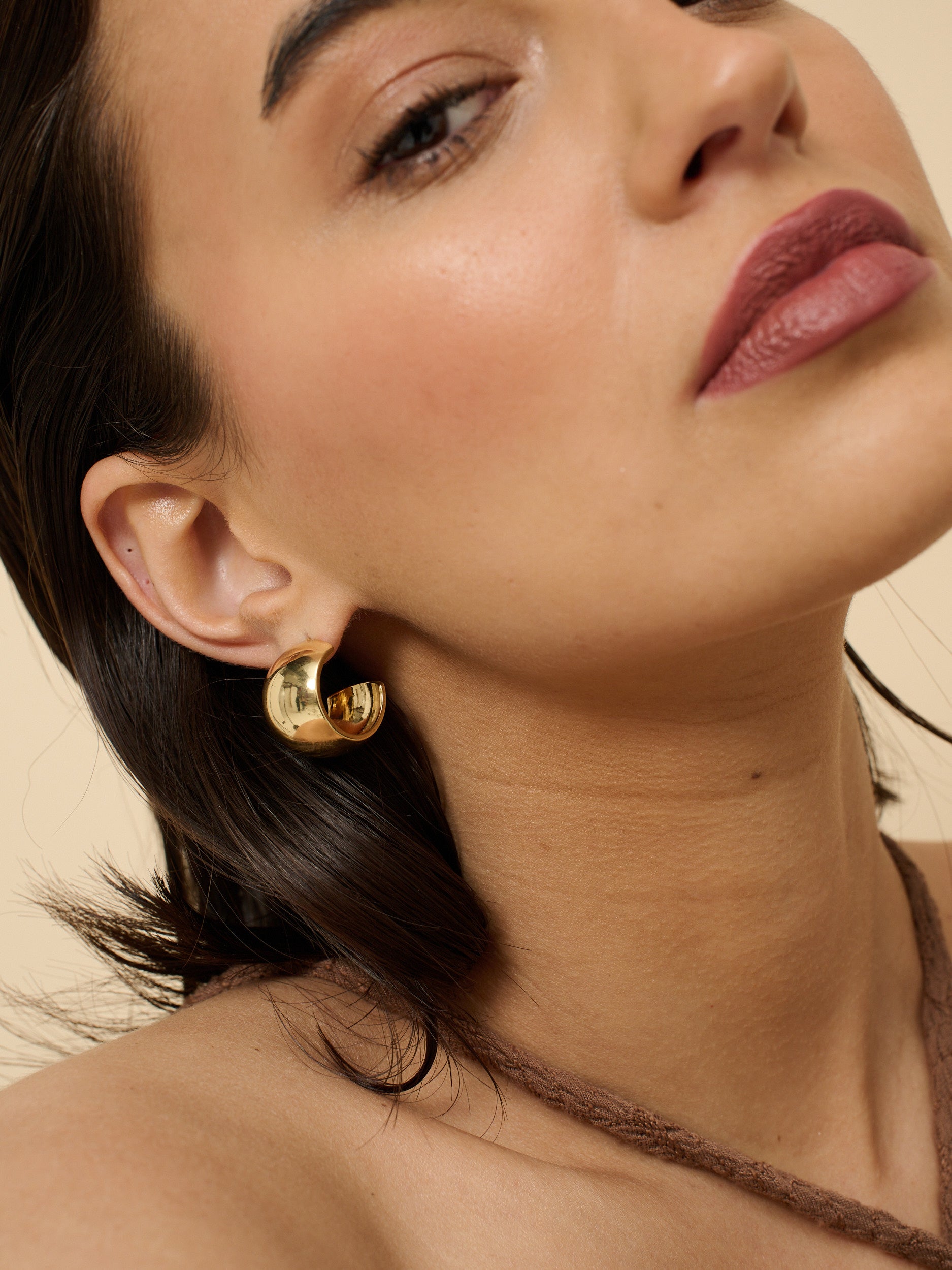 Flat Half Loop 18K Gold Plated Earrings