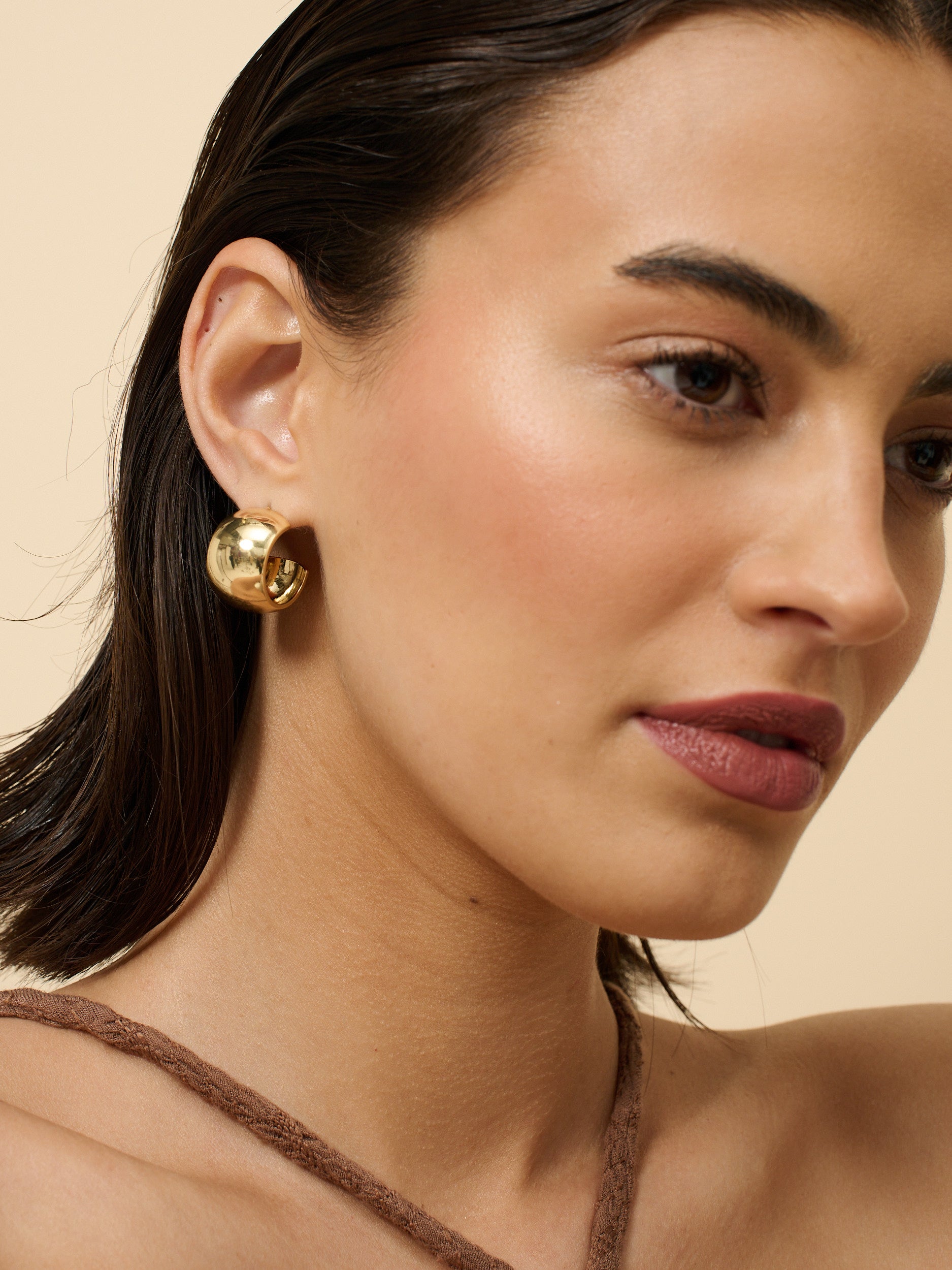 Flat Half Loop 18K Gold Plated Earrings