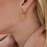 Square Chain Hoop 18K Gold Plated Earrings